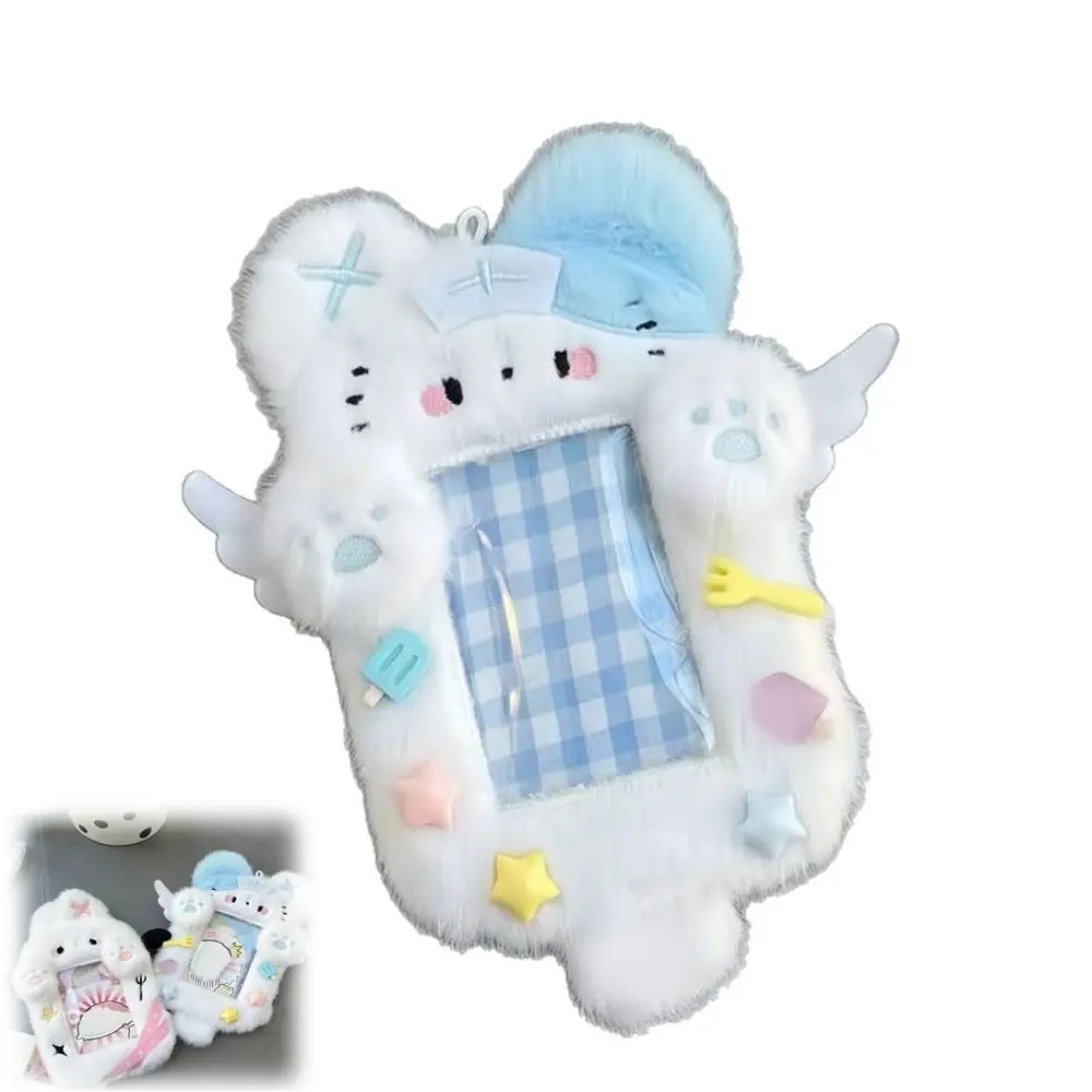 

Cute 3In Plush Card Holder Cartoon Cat/Rabbit Portable Kpop Photo Card Cover Idol Card Dsiplay Card Photo