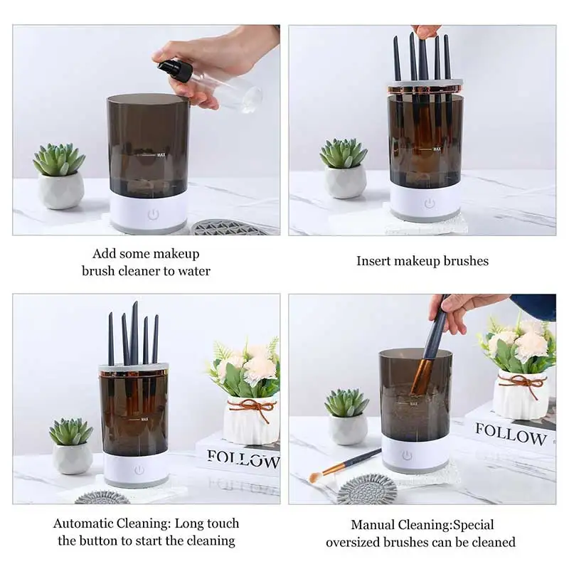 All In One Women Makeup Brush Cleaner USB Port 7000rpm Spin Water Bottle Scrubber Quick-drying Cosmetic Brush Cleaning Tools