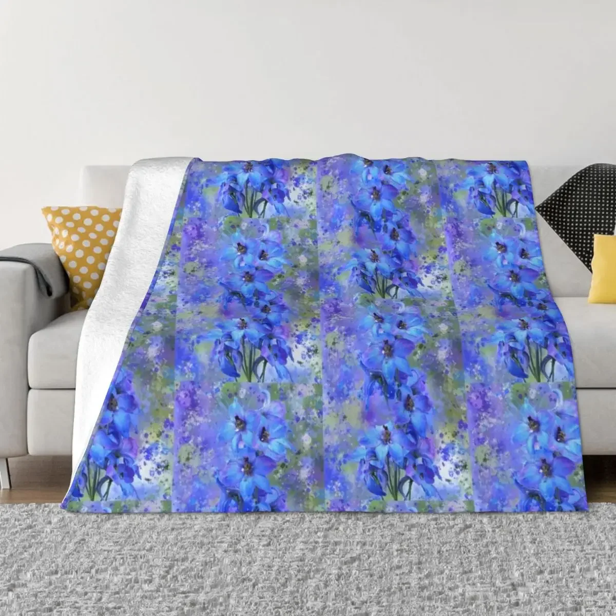 Delightful Delphiniums Mixed Media Throw Blanket Large Custom Hairy Blankets