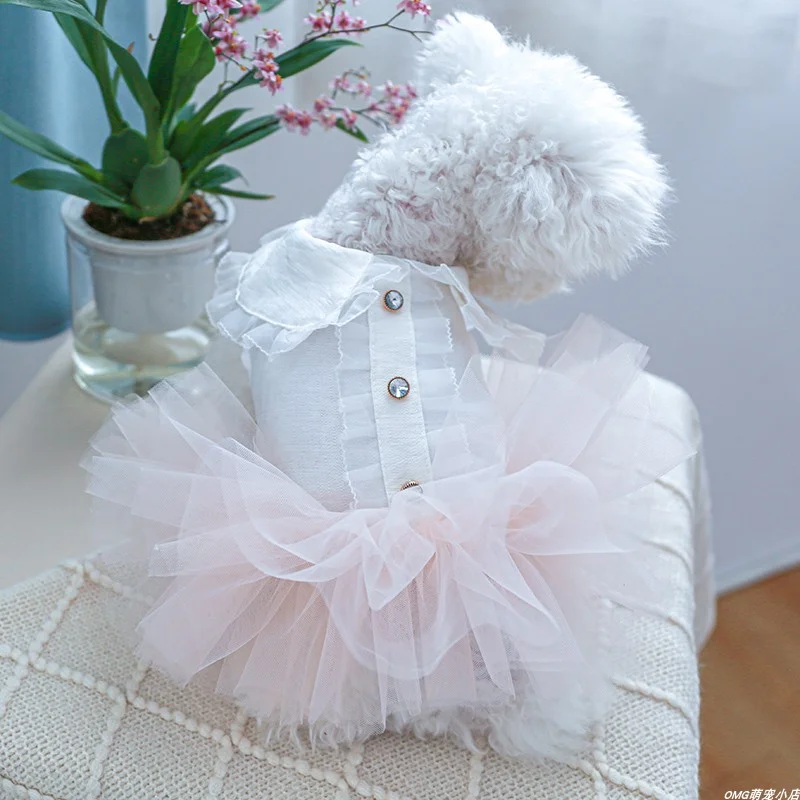 1PC Pet Clothes Cat Spring/Summer Thin Zhizhi Peach Puff Princess Dress Suitable for Small and Medium Dogs