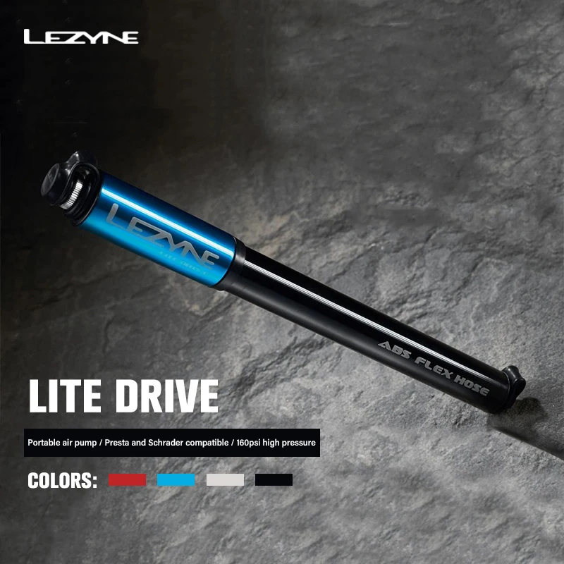 مضخة دراجة صغيرة مصنوعة من خليط معدني من LEZYNE - مضخة يدوية محمولة عالية الضغط لدراجات الطرق الجبلية، صمام بريستا شريدر