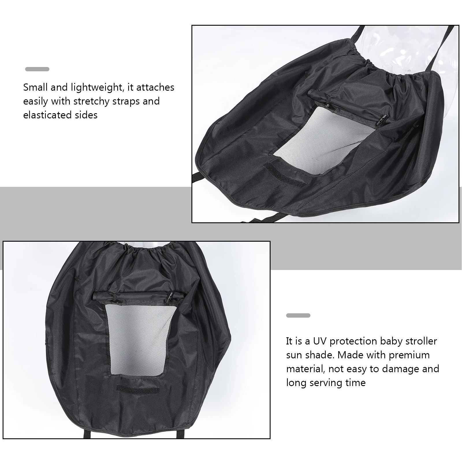 

Universal Stroller Sunshade Cover Black High Visibility Breathable Lightweight UV Protection Baby Canopy Accessories Stroller