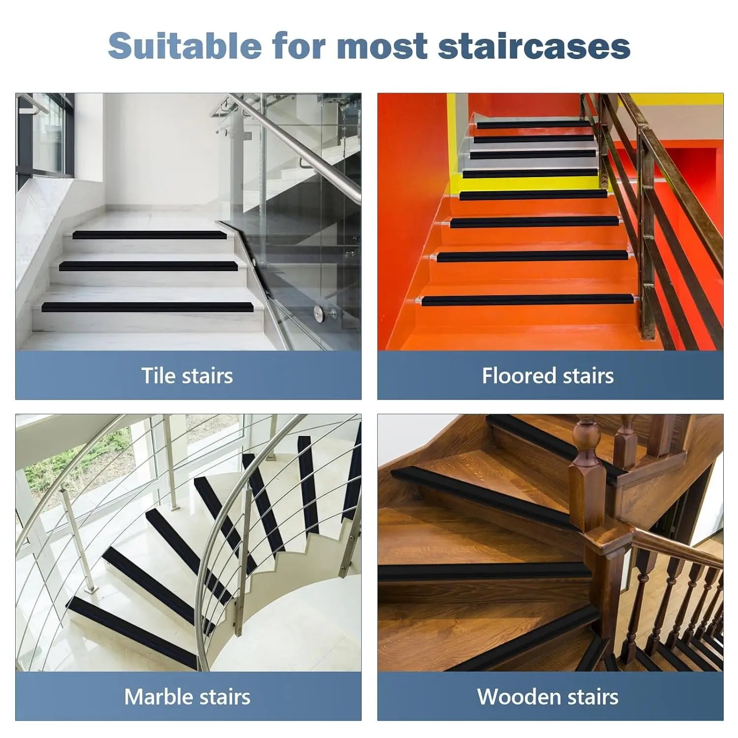 1 piece Stair Nosing，L-Shaped Vinyl Stair Nosing Rubber Stair Nosing Non-Slip Self-Adhesive Stair Edge Protector,