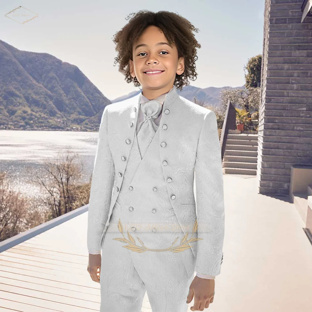 Premium Boys' Jacquard Suit – 3-Piece Custom Noble Vintage Palace Style, Elegant Royal Look for Weddings & Banquets