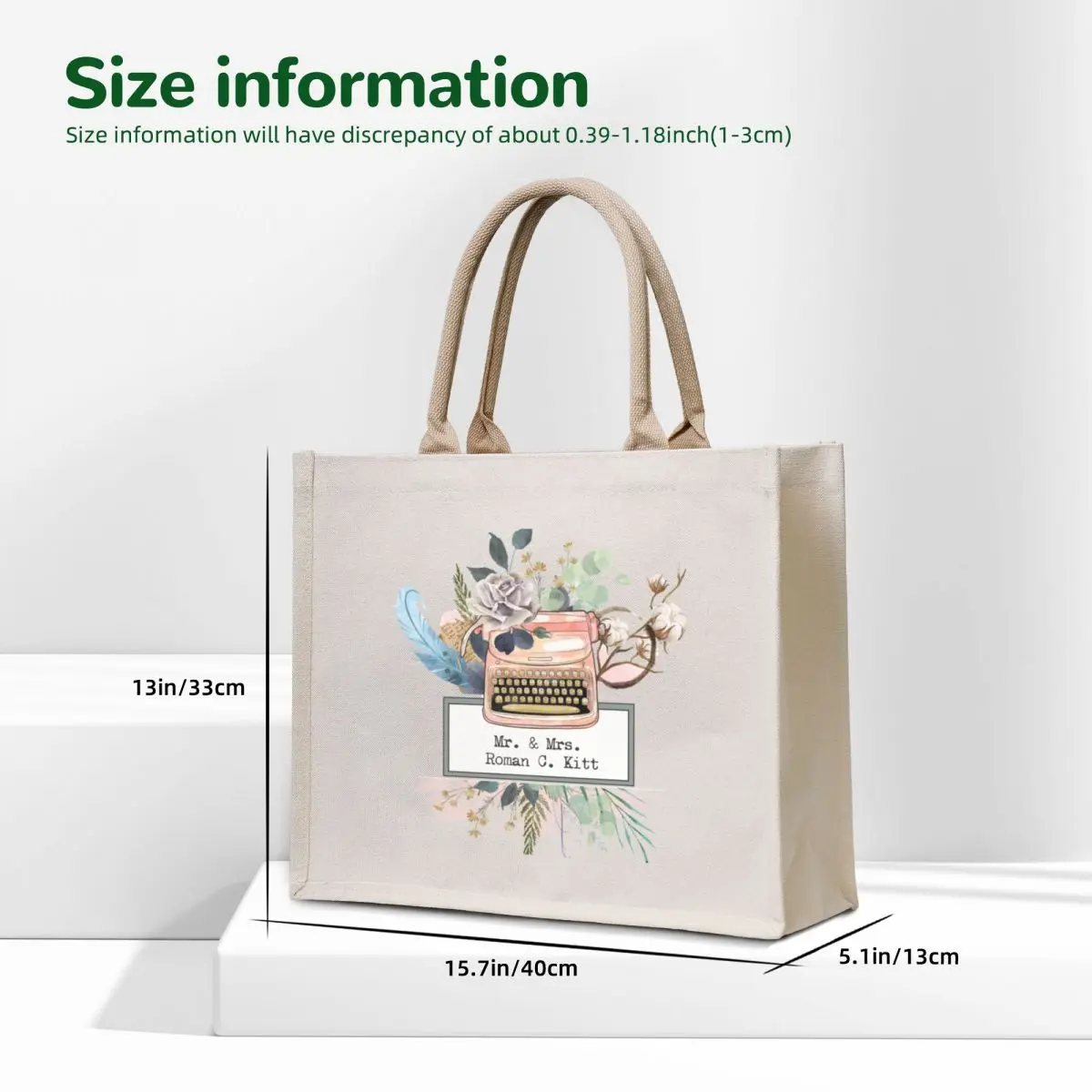 Mr. and Mrs. Roman C. Kitt Divine Rivals Typewriter Flowers Tote Bag tote bag custom Shopper handbag Shopper Canvas