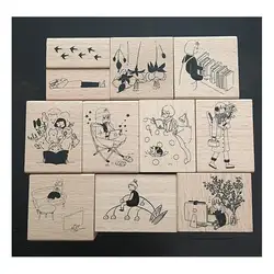 Stamp Scrapbooking Girl Daily Life 8 Types Stamping Journaling Kawaii Wooden Stamps
