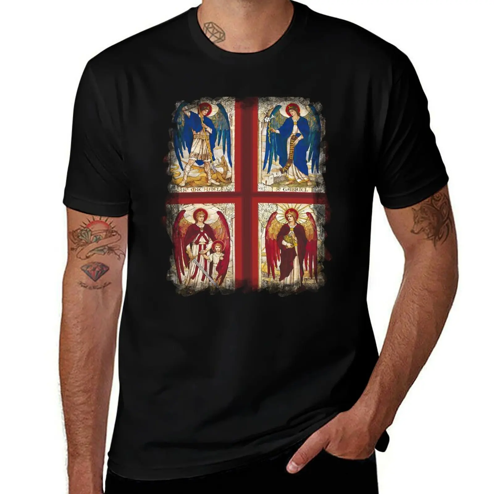 

St MIchael St Gabriel St Raphael and Uriel Archangel Angel Saint T-Shirt Quick Dry Light Sports T-Shirt