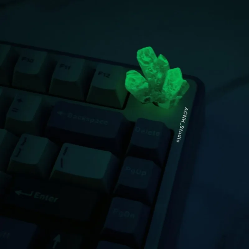 Cute Luminous Crystal Keycaps, Botão de Resina Transparência, Custom Key Caps para NJ80, F75 Acessórios Teclado Gaming Mecânica