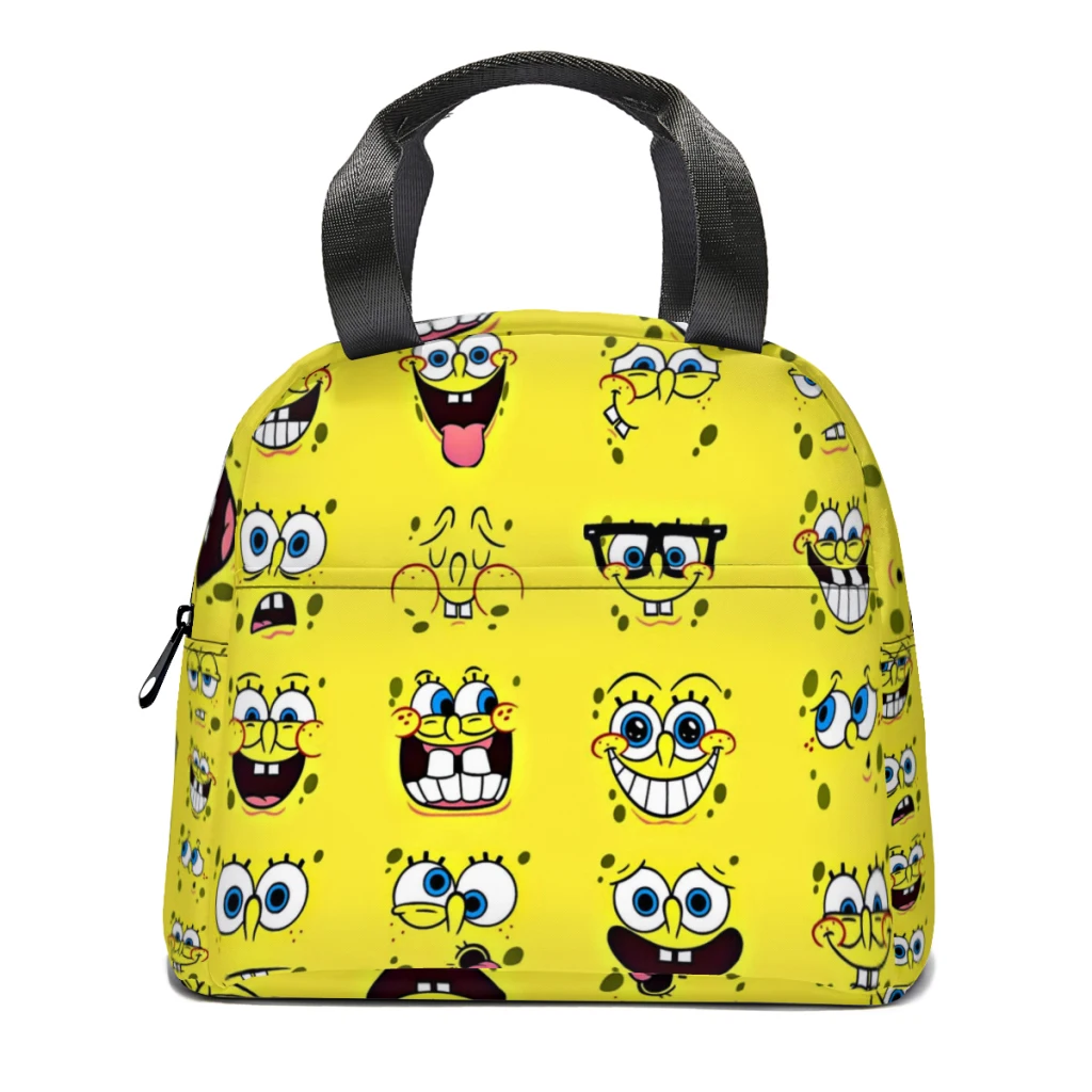 

Cute Sponge-bob Cartoon Insulated Thermal Cooler Bag Lunch bag Foods Drink Storage Leakproof Picnic Camping Bags Outdoor