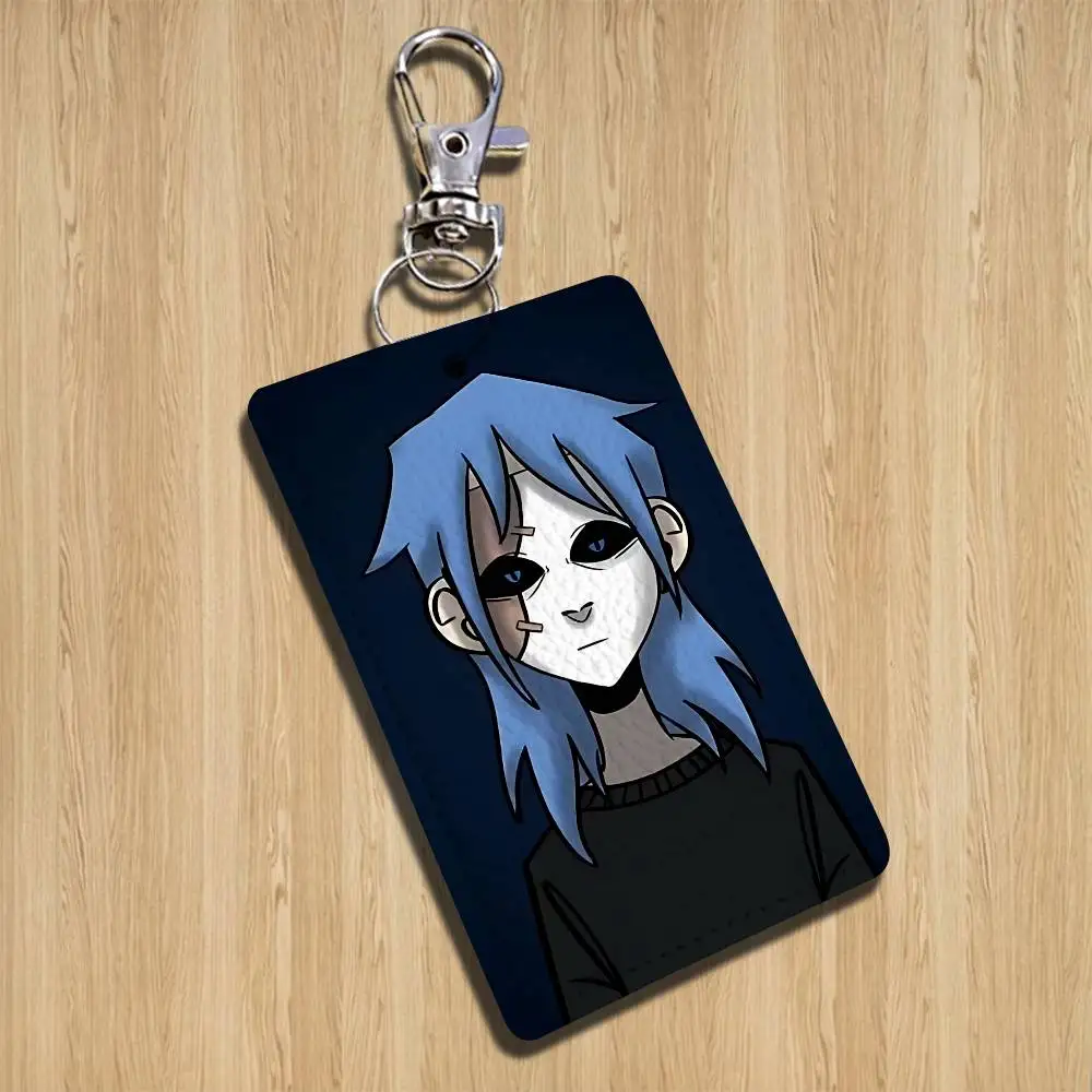 Portachiavi Wicked Sally Face, ideale per carte di credito, tessere pubblicitaterici, badge e portafogli, con motivo testurizzato