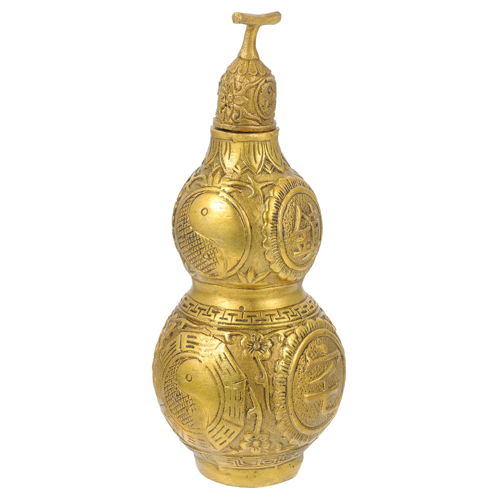 

Copper Gourd Figure Golden Craft Adorn Pet Statue Calabash Adornment Car Hanging Decor Good Office