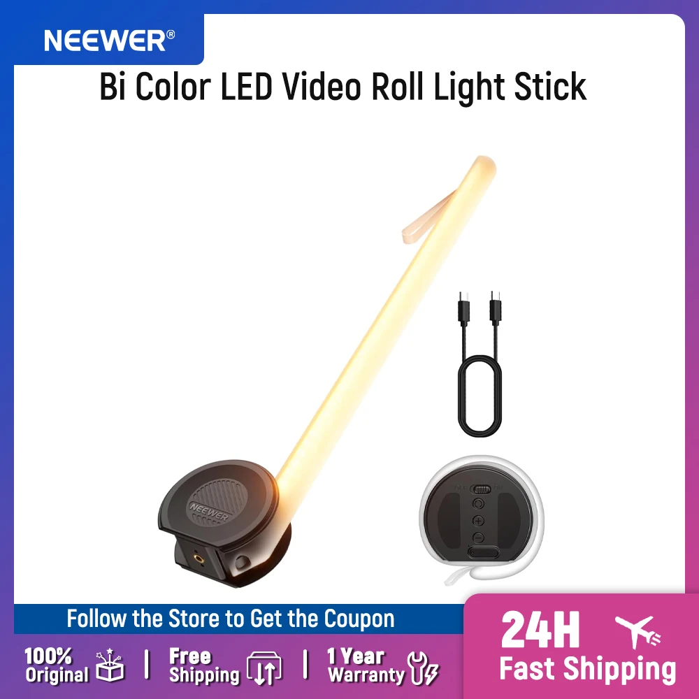NEEWER RR01 Bi Color LED Video Roll Light Stick, Patented Tape Measure 8W Magnetic LED Video Tube Light, 2600mAh Rechargeable