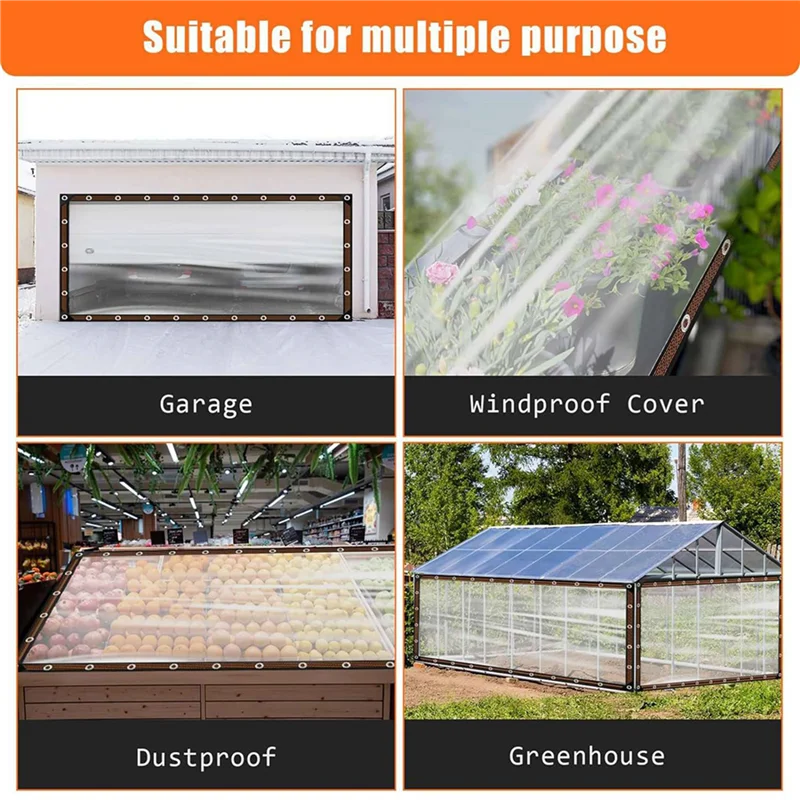 

A50U 3Pcs 8X10 FT Clear Waterproof Tarps Heavy Duty Outdoor Garden Rainproof Covering,Clear Vinyl Tarp With Grommets