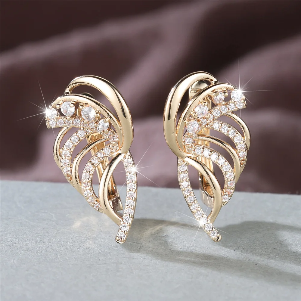 Female White Zircon Stone Hoop Earrings Vintage 6 Female White Zircon Stone Hoop Earrings Vintage