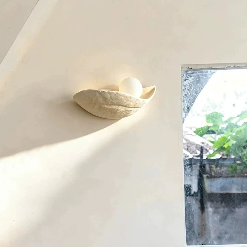 French Vintage Wall Lamp Living Room Hallway Bedroom Background LED Sconce Shell Design Wall Mounted Decoration Lighting Fixture