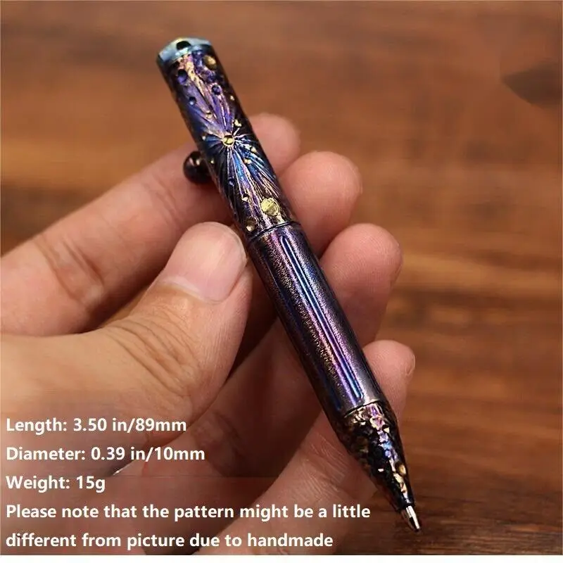 1PC Handmade Titanium Alloy Short Ballpoint Pen EDC Signature Writing Pocket Collectible Pen Gift