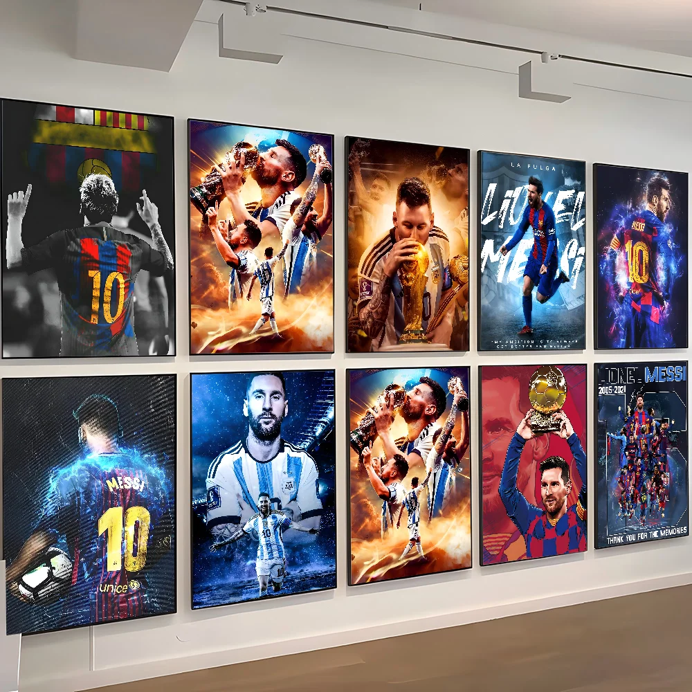 1 قطعة نجم كرة القدم L-Lionel M-Messi المشارك ذاتية اللصق الفن ورق مقاوم للماء ملصق مقهى بار غرفة جدار ديكور