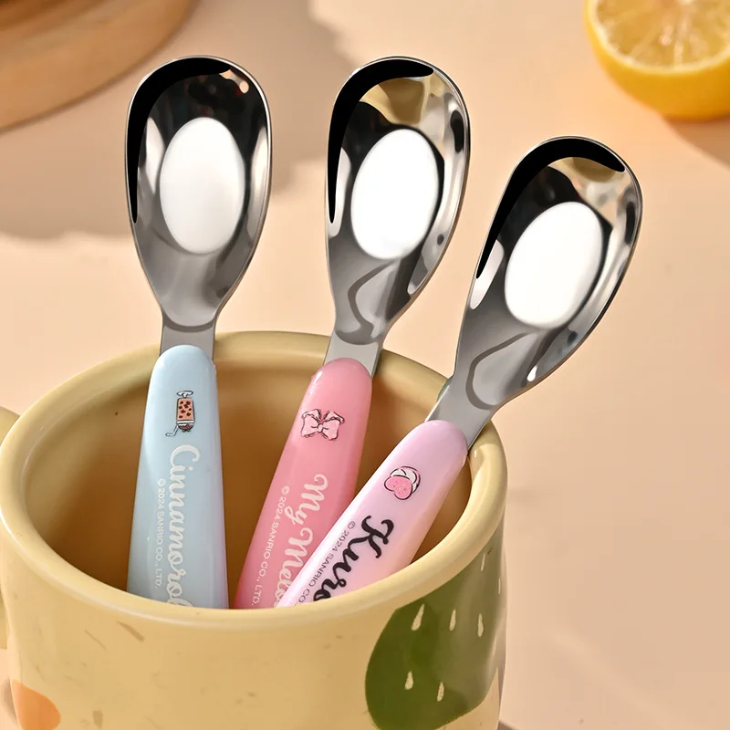 

Kuromi 304 Stainless Steel Yuanbao Spoon Yu Gui Dog Cartoon Children's Spoon Complementary Food Spoon Girl Gift