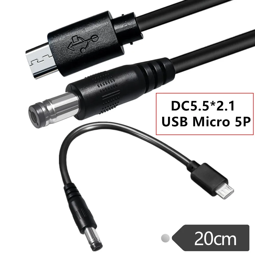 micro USB  Male To DC 5.5*2.1mm male Power Charging Conversion Plug Cable 20cm