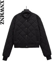 XNWMNZ Women's Fashion 2023 Autumn/Winter Crop Padded Bomber Jacket Women Vintage Long Sleeve Versatile Coat Female Outerwear