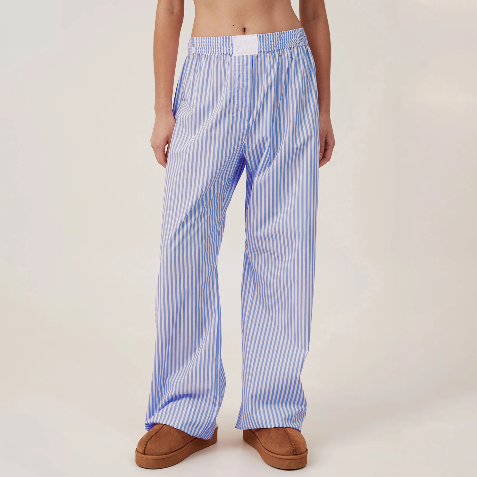 

FUFUCAILLM Women Kawaii y2k Aesthetic Striped Loungewear Pants Casual Loose Elastic Waist Wide Leg Long Pants Trouser Streetwear