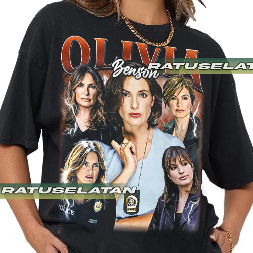 أوليفيا بنسون قانون النظام التلفزيوني خمر مستوحاة تي شيرت للنساء والرجال عادية كم قصير طاقم الرقبة آلة قابل للغسل