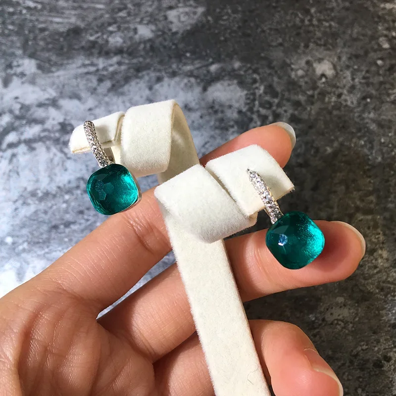 

Высокое качество на заказ, 21 цвет, синий, красный, розовый, зеленый, черный, желтый, 10 мм, серьги-капли в стиле конфет с кристаллами для женщин, ювелирные изделия