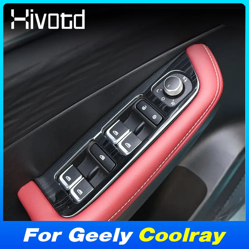 Car Door Window Glass Lift Panel Button Switch Frame Cover For NEW Geely Coolray 2023-2024 Interior Modification Accessories