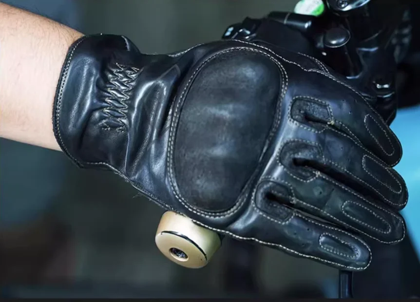 Uglybros Retro Cowhide Genuine Real Leather Motorcycle Gloves Full Finger Touch Screen Race Riding Motorbike