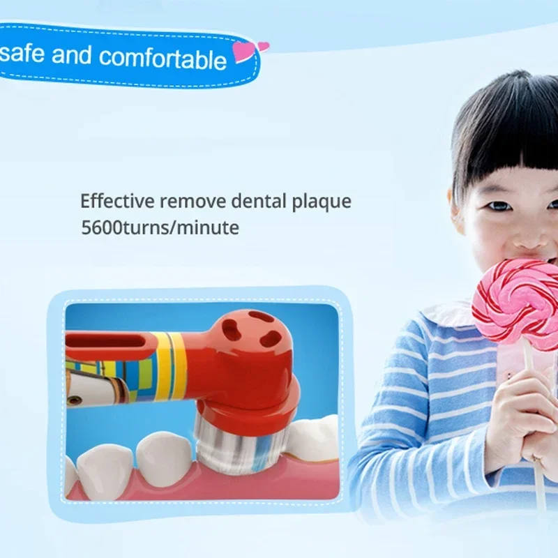 Oral B Electric Toothbrush Children Rotary Clean Soft Bristle 2 Min Timer Waterproof Teeth Brush with Replacement Brush Refill