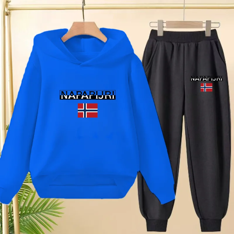 

Children's boys and girls sportswear set: Loose school uniforms, hooded sweatshirts and long pants for children aged 3 to 13