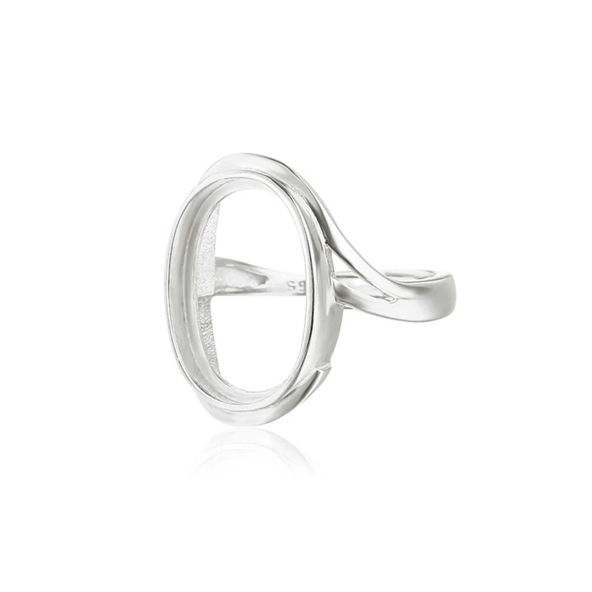 Ring Blank for 7x13mm/8x10mm/8x12mm/9x13mm/11x15mm/12x16mm/13x15mm/15x20mm Oval Cabochons 925 Silver Adjustable Ring Component