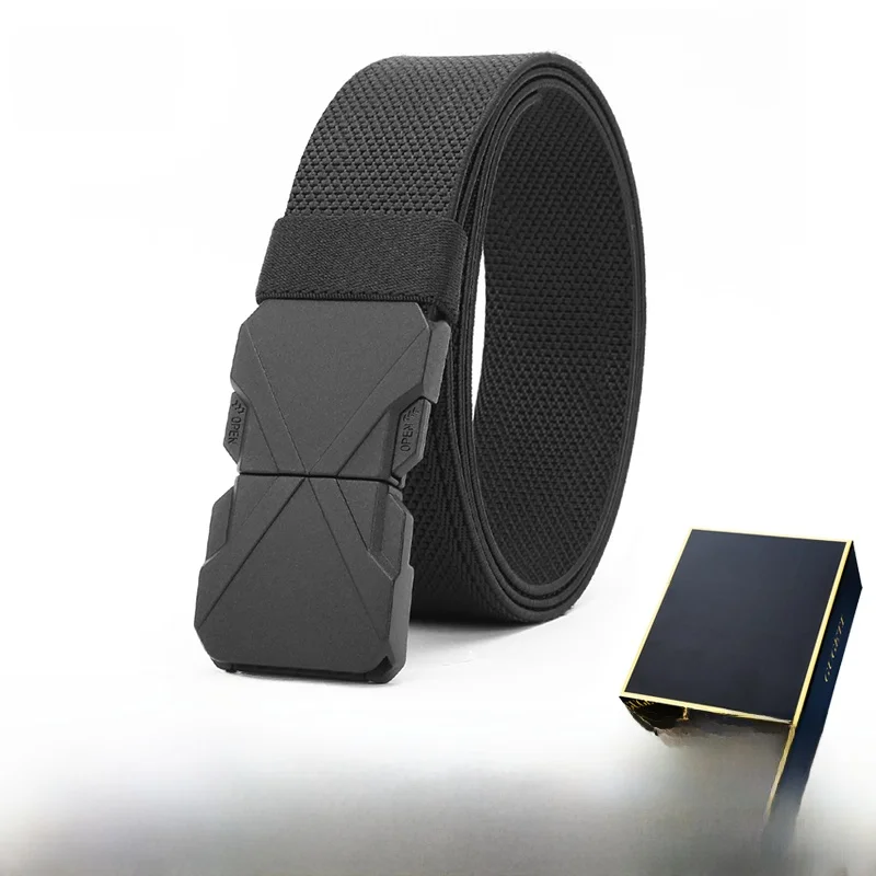 versatile-casual-outdoor-men's-belt-elastic-waistband-weaved-polyester-fiber-alloy-buckle-light-surface-treatment