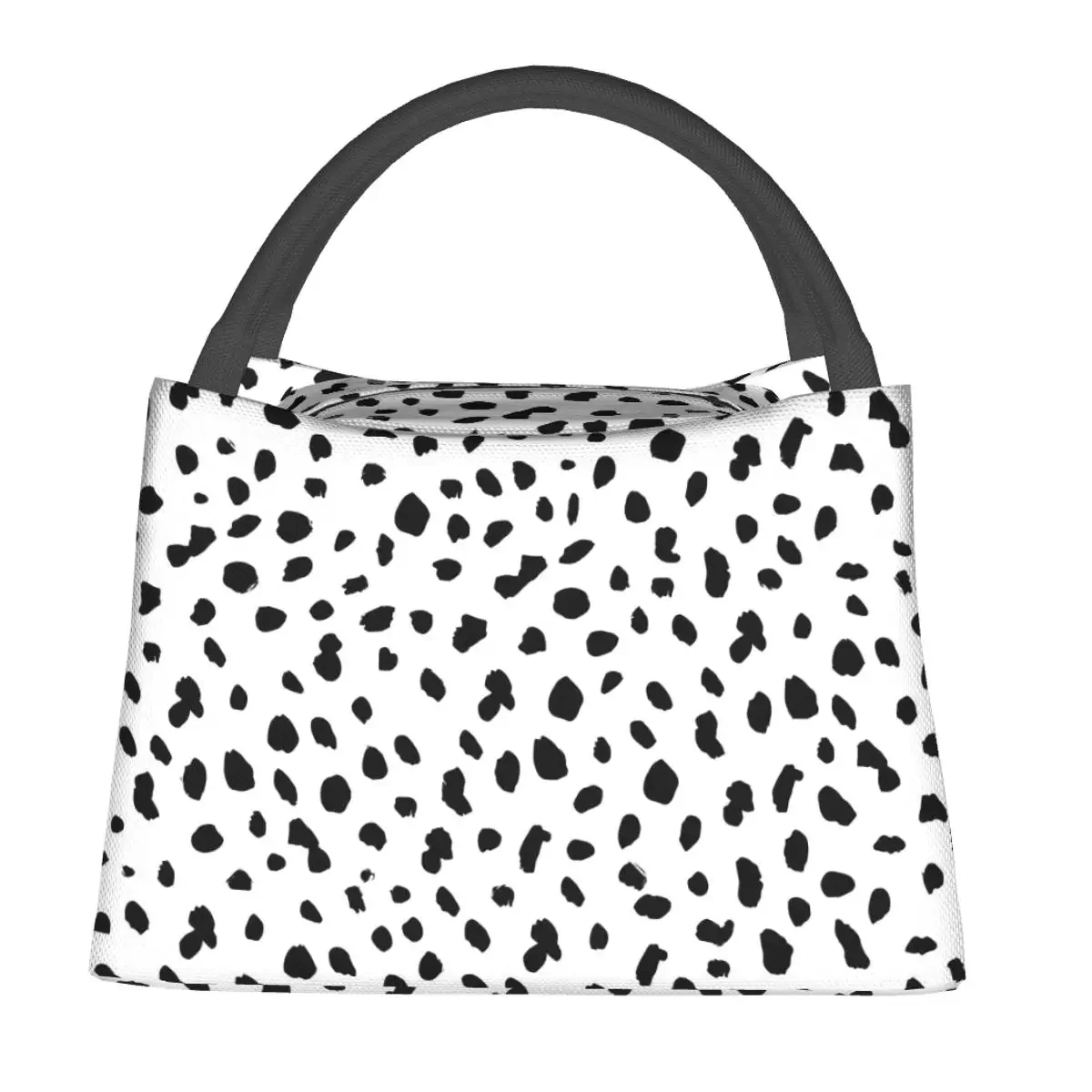 Dalmatian Dog Print Lunch Bag Black and White Portable Insulated Lunch Box School Print Cooler Bag Fashion Oxford Tote Food Bags