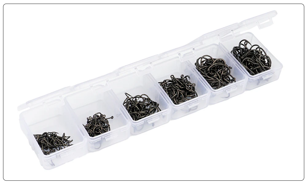 Hirisi 200 Stück Karpfenangelhaken Beschichtete Hochkarbon-Edelstahl Widerhaken-Set mit Original-Einzelhandelsverpackung 8011 – Detail 9
