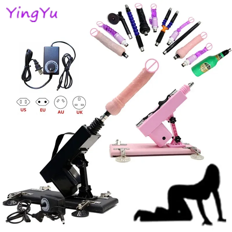 Powerful Motor Sex Machine for Women and Men Female Vibrator Massager with Nozzles Adjustable Automatic Telescopic Machine Gun