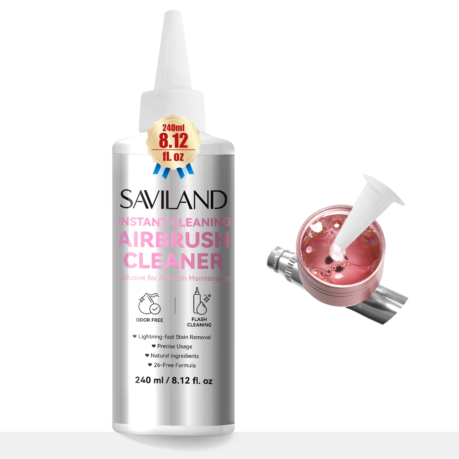 

SAVILAND 8.12 fl. oz Airbrush Cleaner Solution Low Odor Natural Ingredients Quickly Remove Water-Based Acrylic Paint Gel