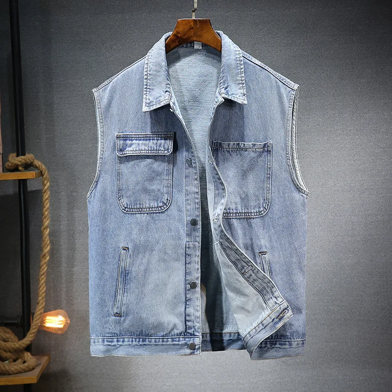 

2024 Men's New Autumn Casual Loose Multi-Pocket Workwear Denim Vest