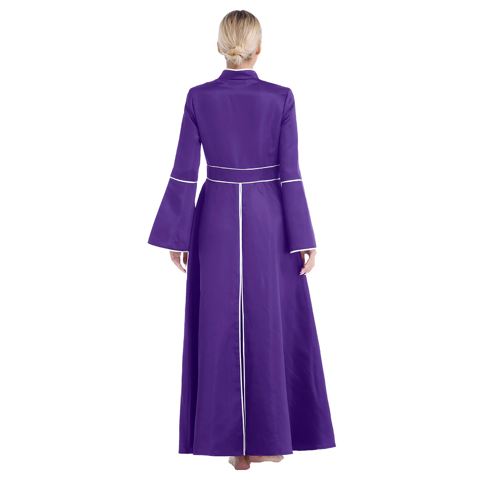 Robe de pasteur d'église à manches évasées pour femmes, robe de chaire de pasteur, fermeture éclair A-ligne, robe maxi de chœur, élégante, clergé, ministre