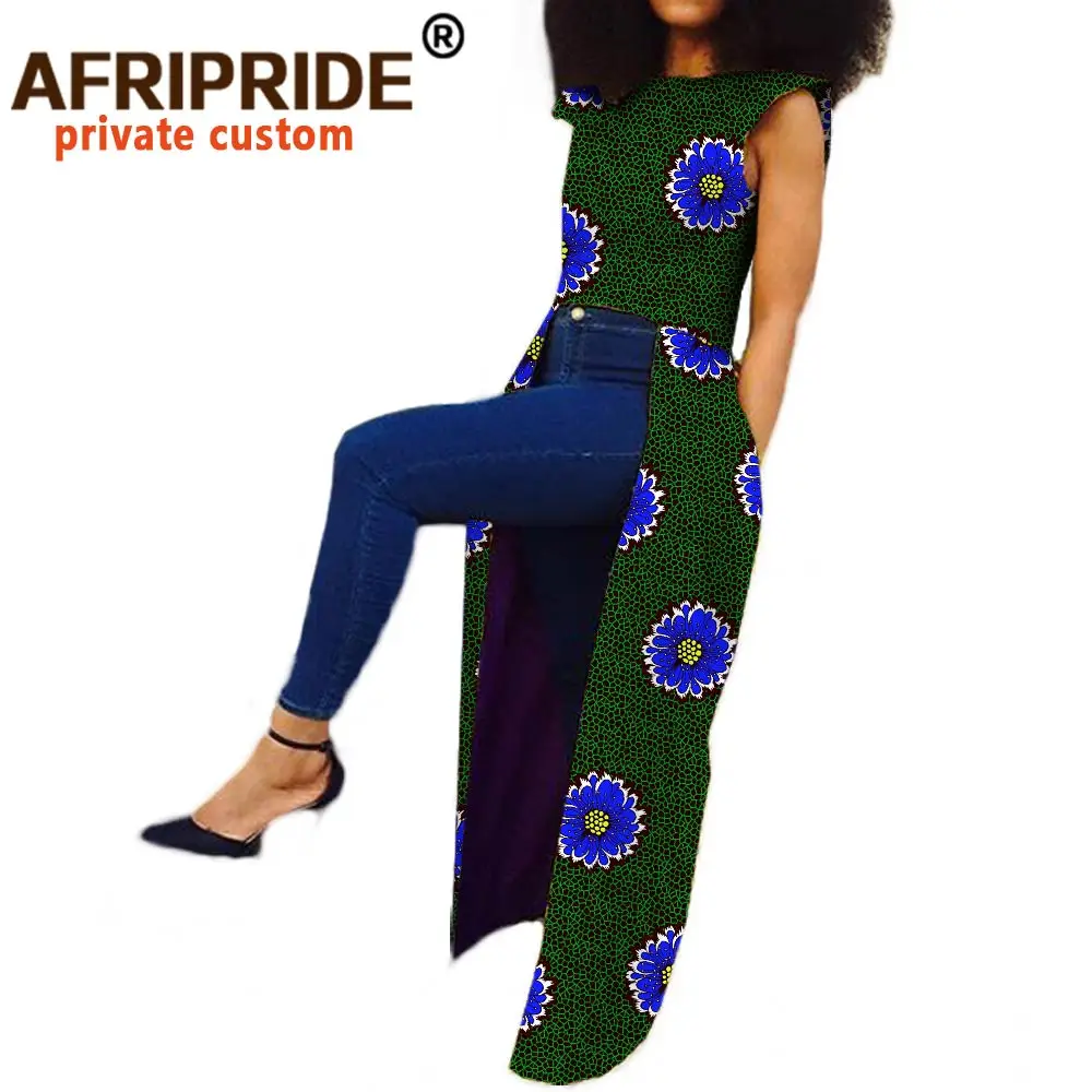 2024 African Clothes for Women Private Custom Sleeveless Long Back Coat Ankle Length Pure Wax Cotton Plus Size A722411