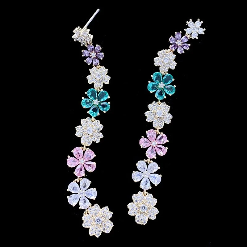 

Vintage Enamel Flower Dangle Earrings Women Temperament Blue Trumpet Flower Long Earrings Wedding Party Aesthetic Jewelry