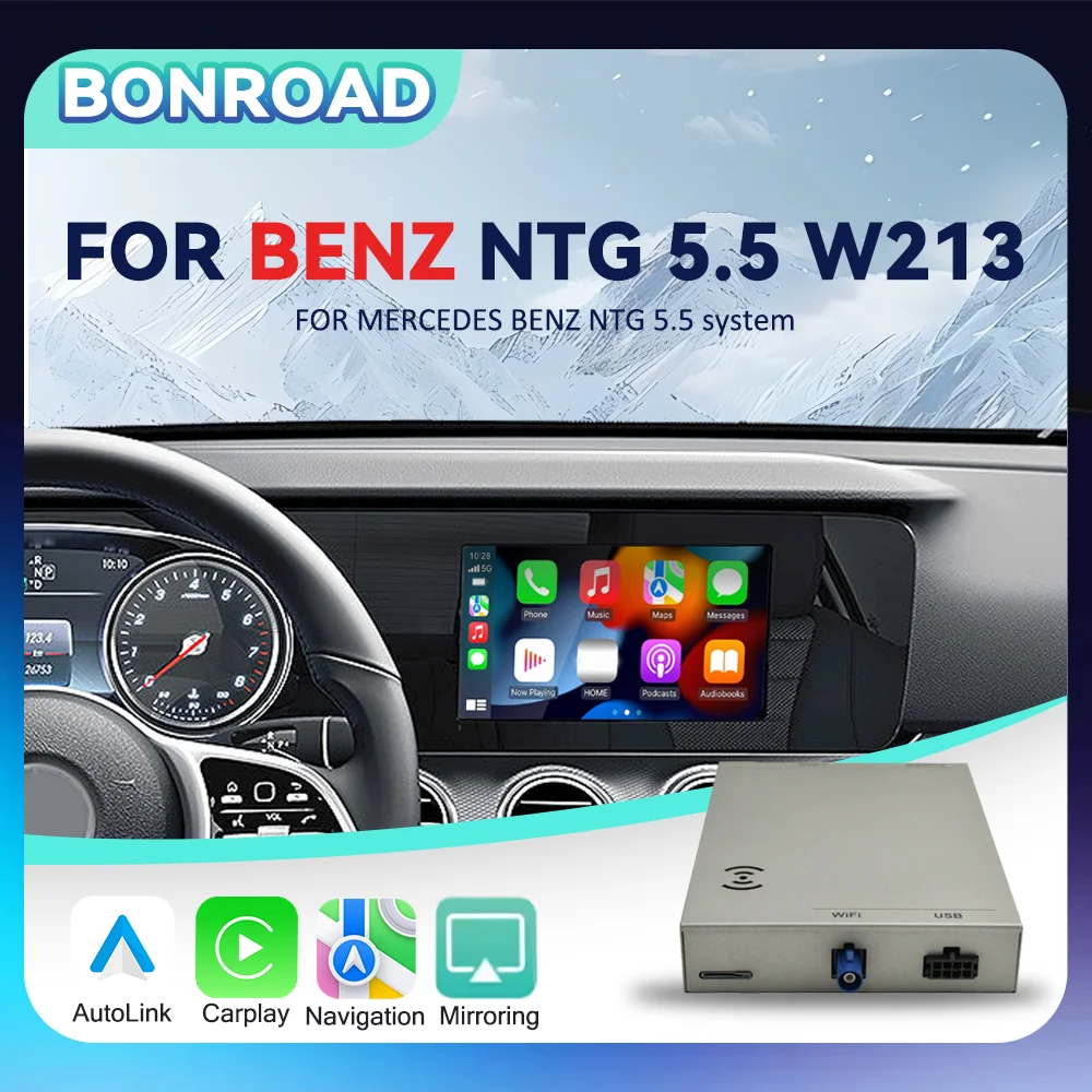 BONROAD Wireless CarPlay Android Auto Interface Smart Modul für Benz E W213 NTG 5.5 mit AirPlay Bluetooth Mirror Link Adapter