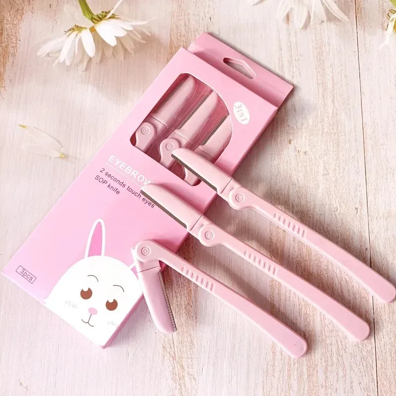 3Pcs/Box Facial Eyebrow Trimmer Kit Makeup Tools Portable Folding Eyebrow Razor Women Girls Hair Remover Blades Eyebrow Shaver