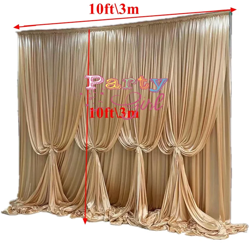 

3x3m Full White Color Ice Silk Backdrop Drape Curtain Photo Booth Stage Background Event Banquet Decoration