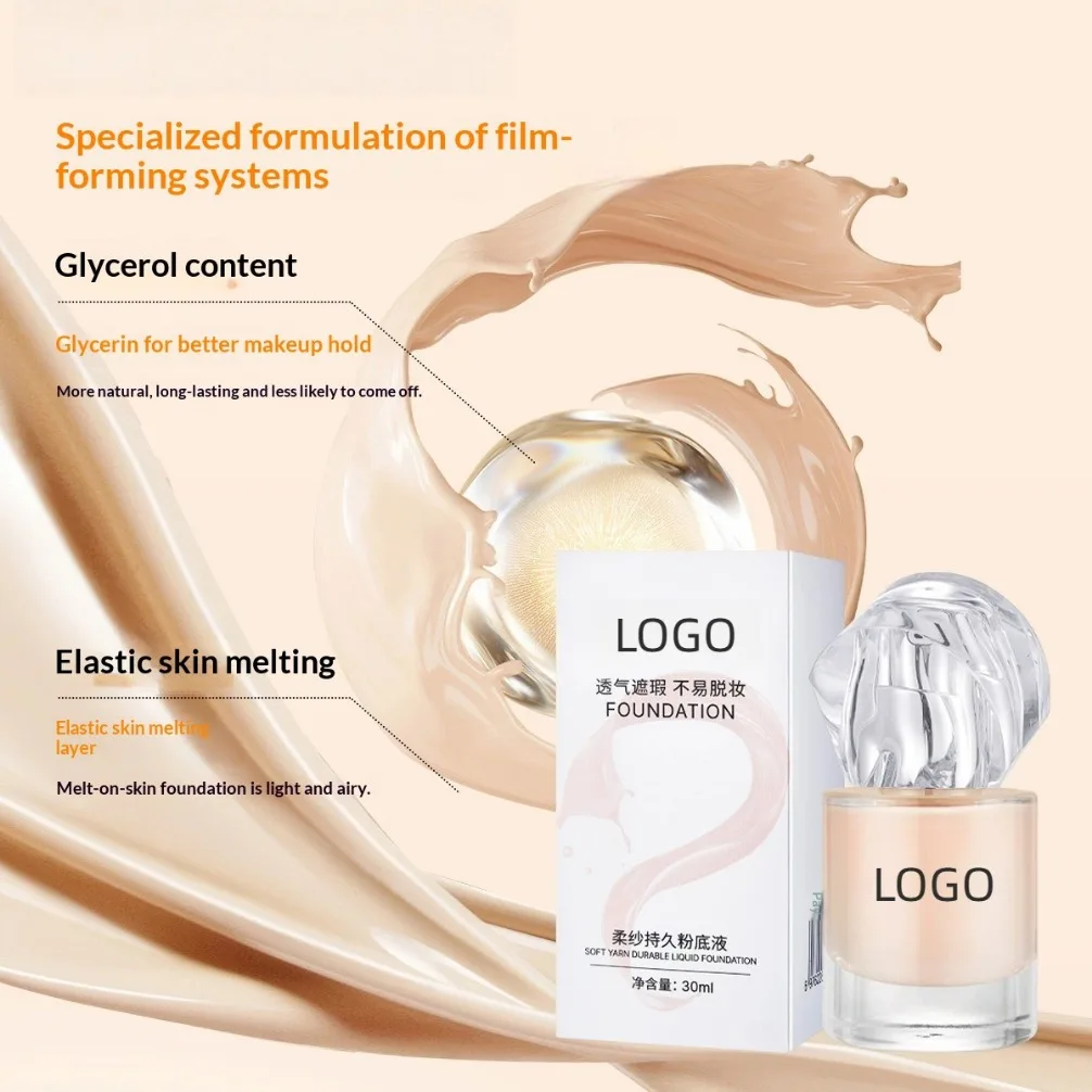 Fond de teint à couverture complète, marque privée végétalienne, 24 couleurs, longue durée, haute couverture, Logo personnalisé, cosmétiques, vente en gros