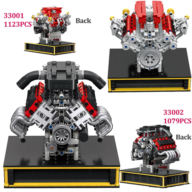 

MOC 33002 V8 Engine Model Building Blocks With Motor Drive Boys 33001 488 Engine Assembled Collectible Toy Bricks Holiday Gifts