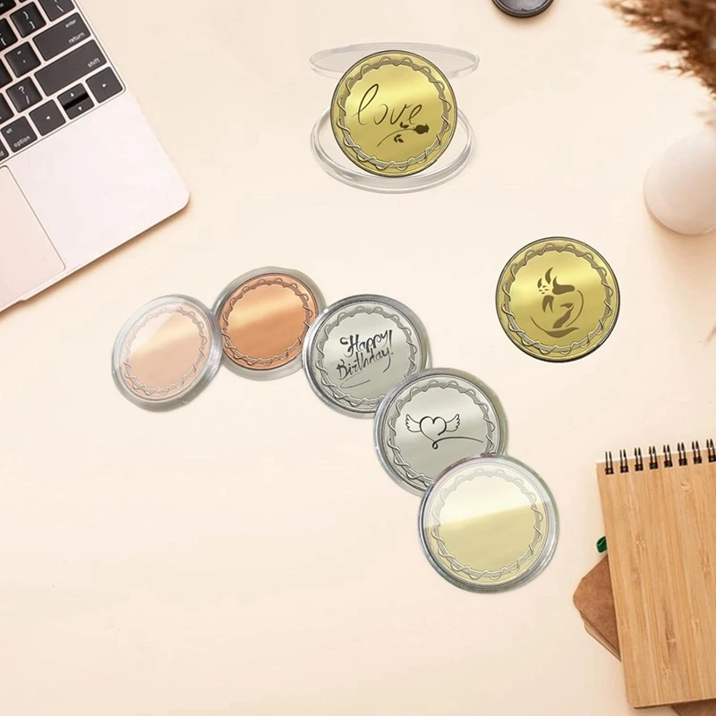 12PCS Blank Challenge-Coin W/Protection Box 1.6 Inch Gold Silver Rose Gold Threaded Edged Engravable Blank Brass Coins