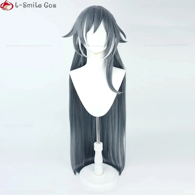 

2025 110cm Long Fu WigsWig Fu Hua Cosplay Highlights White Heat Resistant Hair Halloween Wigs + Wig Cap