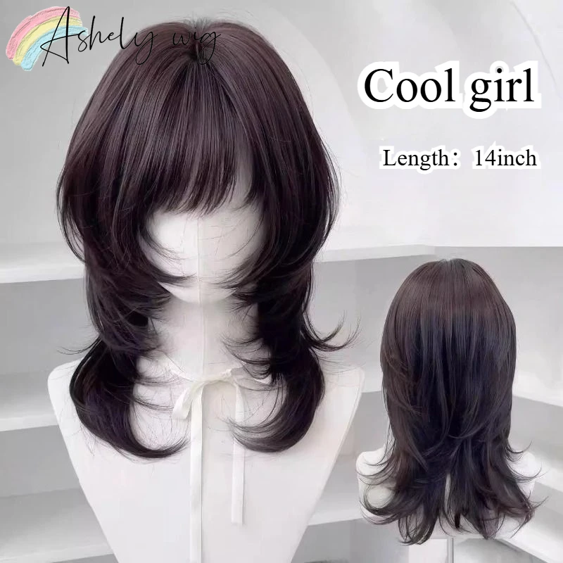 

Deep Brown Wig for Women with A High Layer Jellyfish Hairstyle Shoulder Short Headband Synthetic Wig Lolita Cosplay Wigs 가발