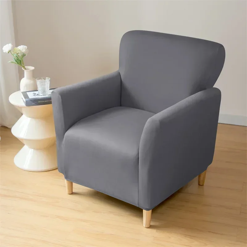 Stretch Spandex Tub Chair Cover Water Repellent Elastic Club Sofa Covers Solid Color Relax Single Armchair Slipcover Bar Counter